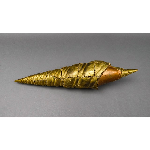 Metal Luciano Bustamante Mexico Signed Brass Conch Nautical Sea Shell Sculpture For Sale - Image 7 of 8