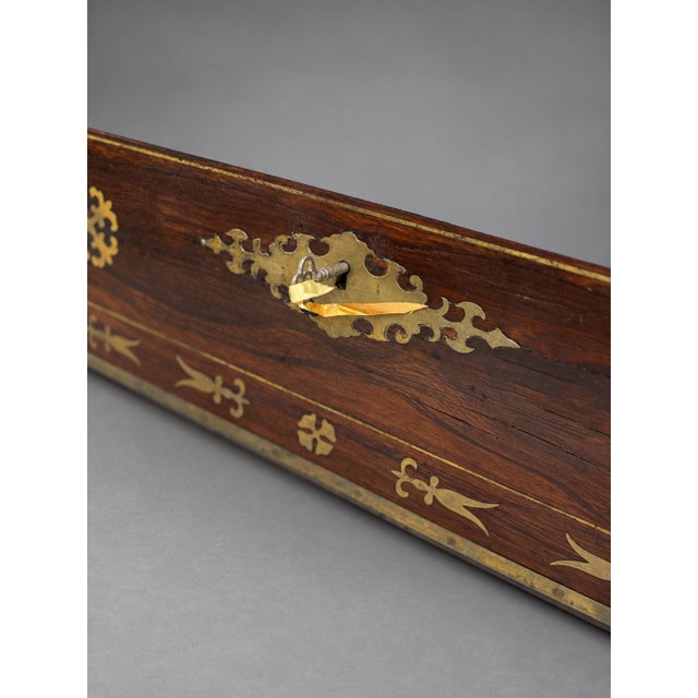 Wood English Regency Brass-Inlaid Rosewood Lap Desk and Dressing Case, Circa 1820 For Sale - Image 7 of 11