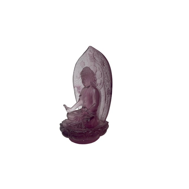 Glass Crystal Glass Amethyst Purple Gautama Amitabha Shakyamuni Statue For Sale - Image 7 of 10