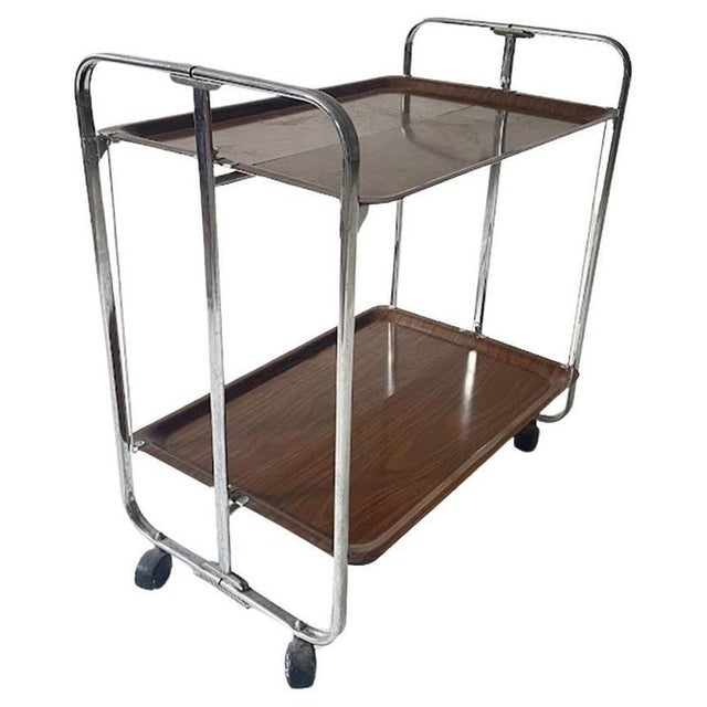 Mid-Century Chrome Folding Serving Trolley, Germany, 1950s For Sale - Image 10 of 10
