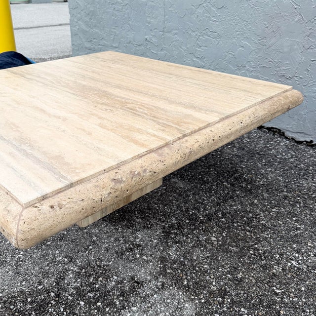 Italian Travertine Bullnose Edge Coffee Table For Sale In West Palm - Image 6 of 10