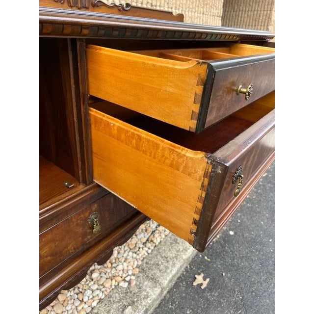 Antique Jacobean Style Burlwood and Walnut Sideboard. Circa 1900s For Sale - Image 9 of 12