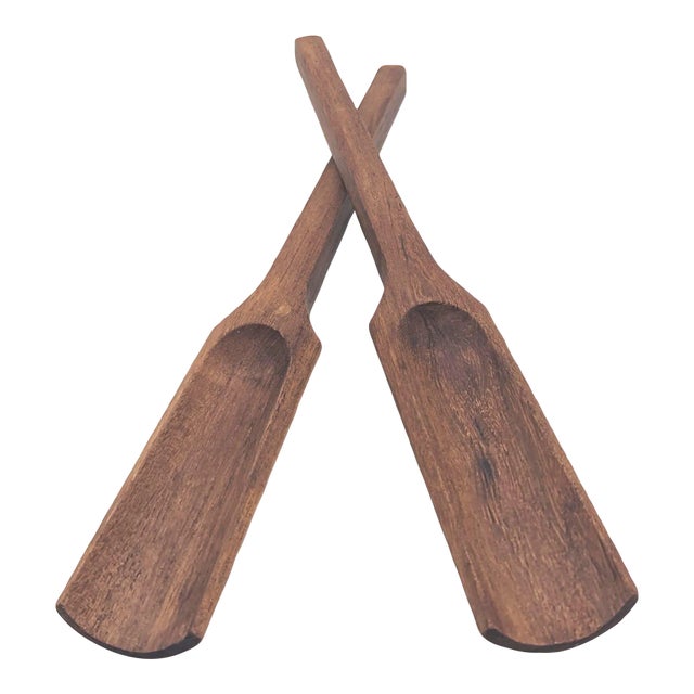 1960s Dansk Teak Wood "Oar" Salad Serving Utensils, a Pair For Sale