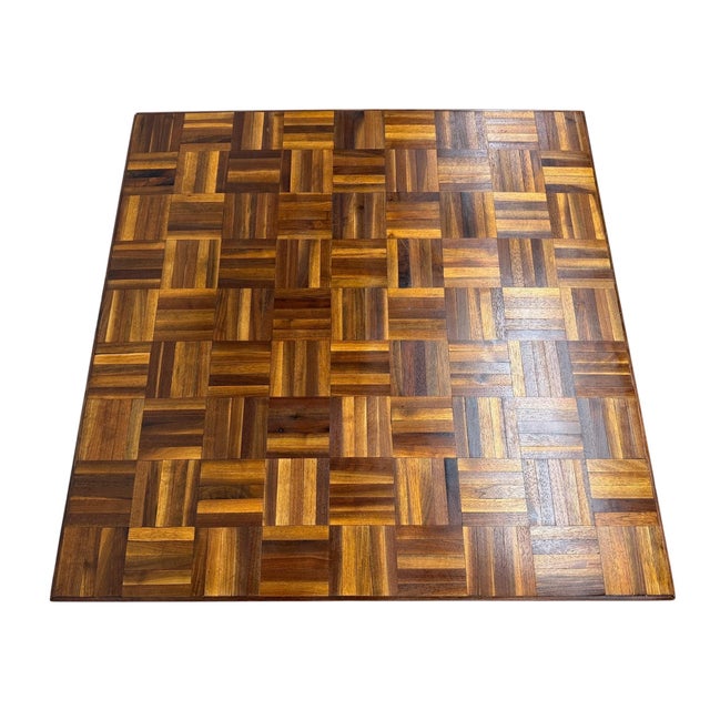 Brown Mid-Century Modern Butcher Block Parquet Walnut Coffee Table For Sale - Image 8 of 8