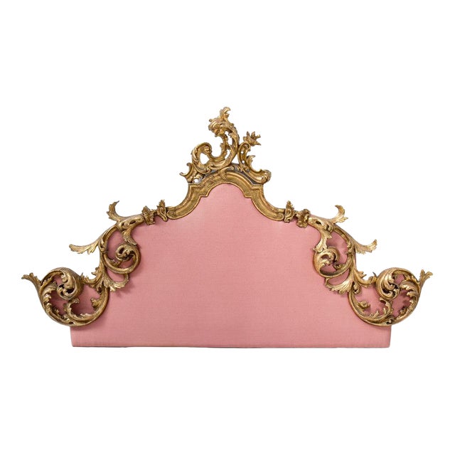 19th Century Rococo Italian Carved Giltwood Headboard For Sale