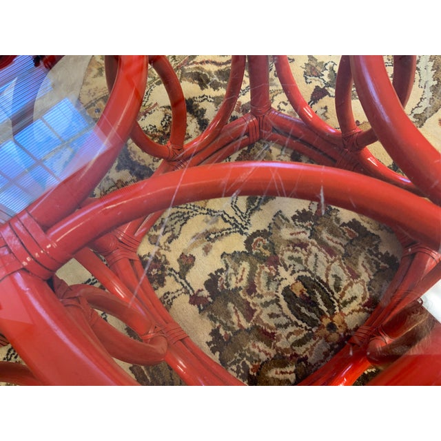 Mid 20th Century Rattan Side Tables With Glass Top For Sale - Image 9 of 10