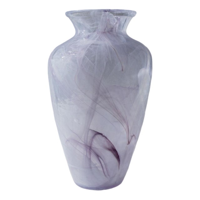 Large Vintage Vase in Lilac and White Swirl Glass, 1970s For Sale