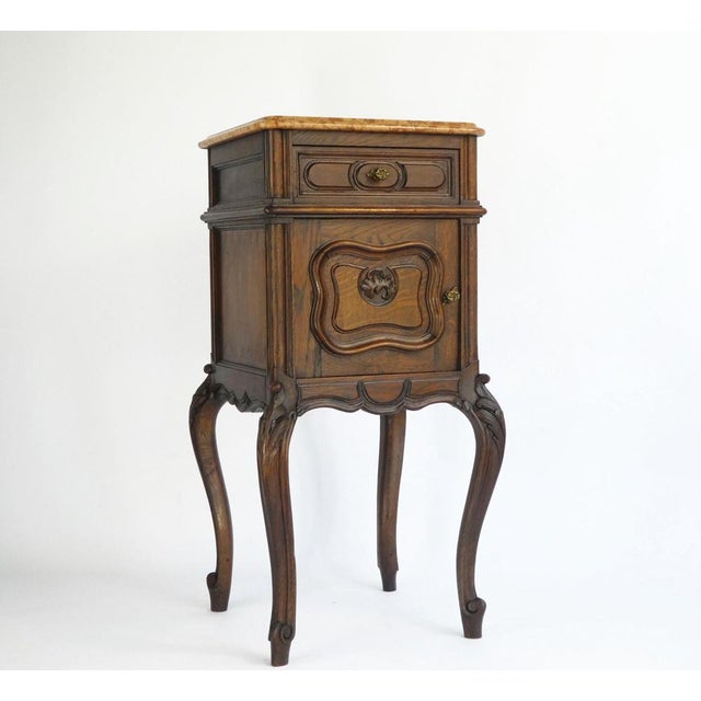 Antique French Louis XV Wooden Side Table with Marble For Sale - Image 10 of 11