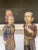 Vintage Asian Carved & Painted Wood Man and Woman Figures - Set of 2 For Sale - Image 4 of 10