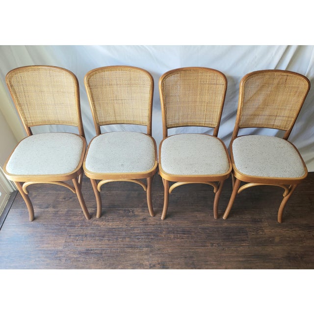 1970s Vintage Model 811 "Prague" Style Bentwood & Cane Dining Chairs - Set of 4 For Sale In Los Angeles - Image 6 of 18