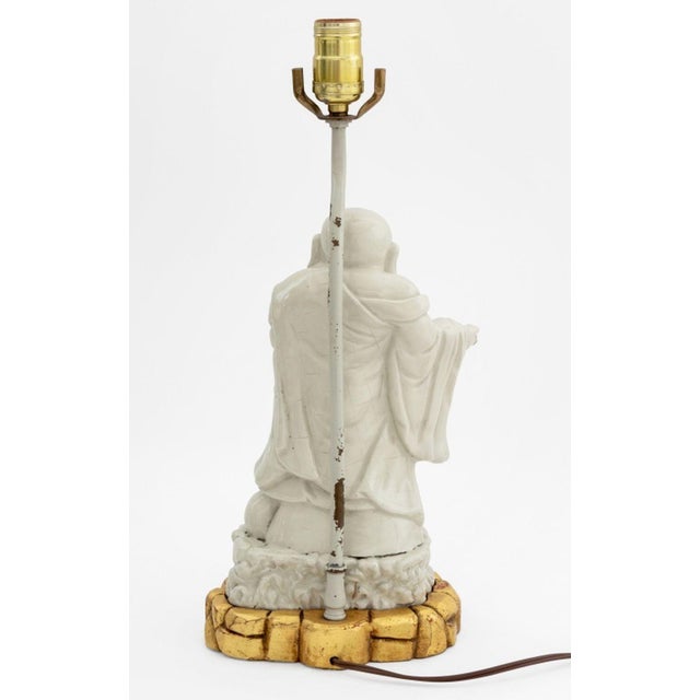 Early 20th Century Chinese Blanc De Chine Buddha Sculpture as Lamp For Sale - Image 5 of 5