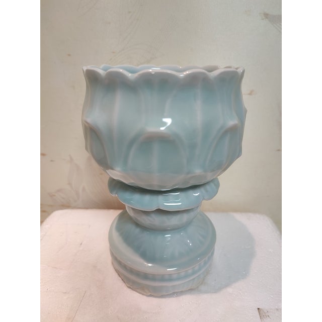 Ceramic Chinese Ceramic Cup Censer Hand Carved Hutian Ware Celadon Cup For Sale - Image 7 of 15