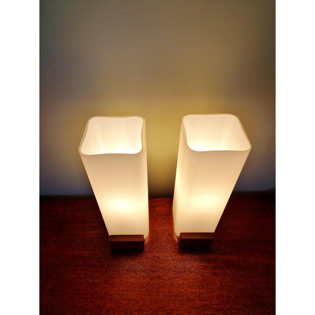 Teak and Satin White Opaline Wall Lights by Louis Kalff for Philips, 1960s, Set of 2 For Sale - Image 10 of 15