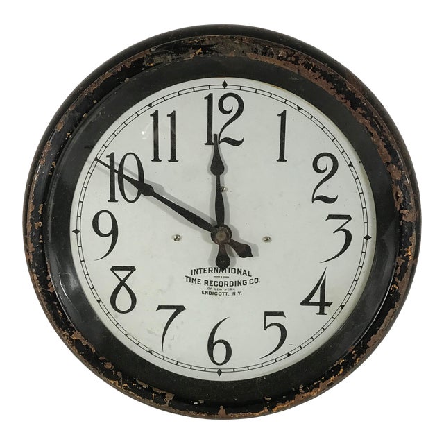 Vintage International Time Recording Co. Wall Clock Chairish