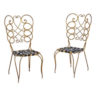 Pair of Metal Side Chairs by Gio Ponti for Casa E Giardino, Italy, 1950s For Sale