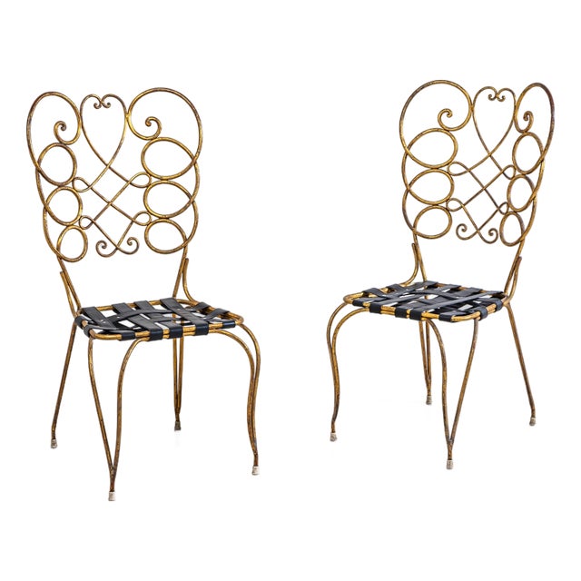 Pair of Metal Side Chairs by Gio Ponti for Casa E Giardino, Italy, 1950s For Sale