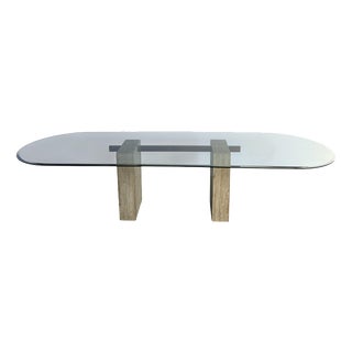 Large Vintage Travertine Dining Table from Artedi, 1970s For Sale