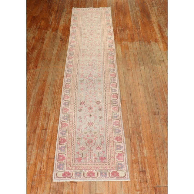 Vintage Zabihi Collection Light Green Pink Khotan Runner - 2'3" x 11'6" For Sale - Image 9 of 9