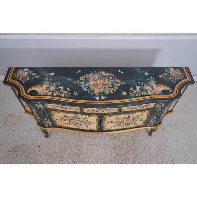 Traditional 1930s Venetian Marble Top Paint Decorated Console Sideboard For Sale - Image 3 of 18