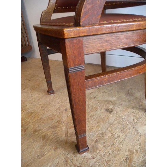 Art Nouveau Armchair in Wood and Cow Leather, 1910 For Sale - Image 12 of 18