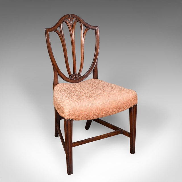 Traditional Pair of Antique Hepplewhite Side Chairs, English, Fruitwood, Hall Seat, Georgian For Sale - Image 3 of 12