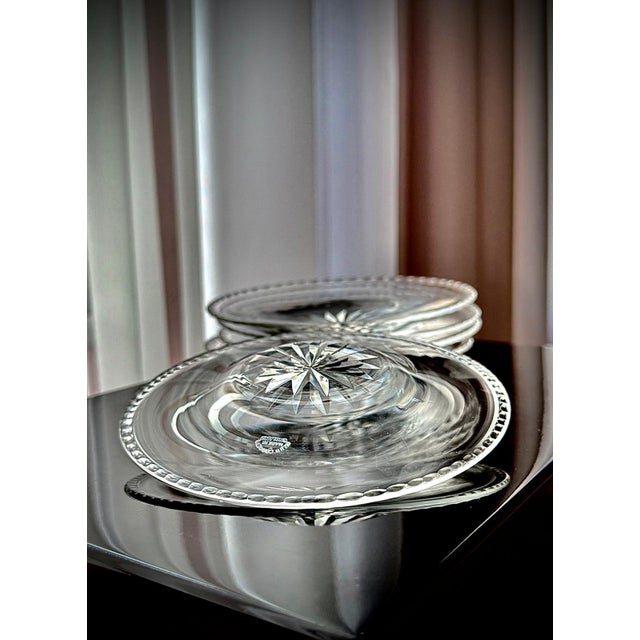 English Cut Glass Dessert Plates from Webb Corbett, 1950, Set of 5 For Sale - Image 8 of 14