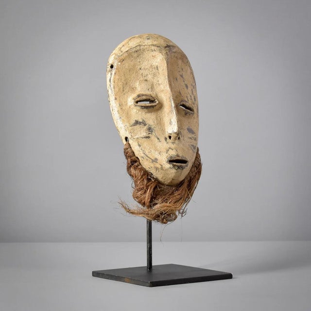 Wood Early 20th Century Lega Raffia Bearded Mask Bwami Society For Sale - Image 7 of 9