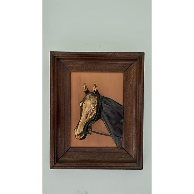 Vintage Dodge Inc. Los Angeles Brass Horse Head Wall Sculpture Shadow Box Art For Sale - Image 11 of 12