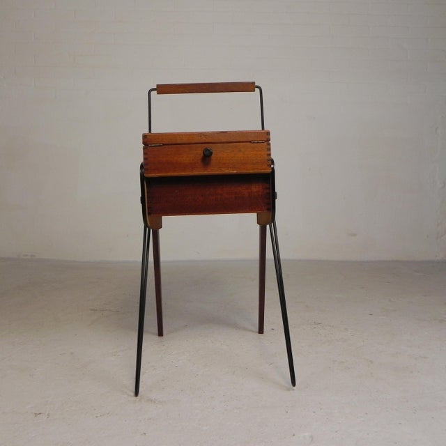 Vintage Foldable Sewing Box with Slanted Legs, 1950s For Sale - Image 15 of 18