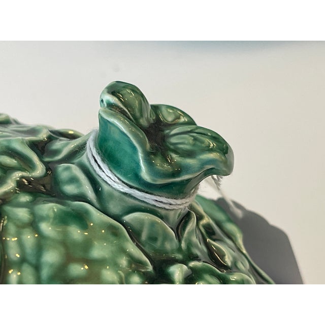 Early 20th Century Pair Majolica Covered Tureens Green Cabbage , by Sarreguemines For Sale - Image 5 of 12