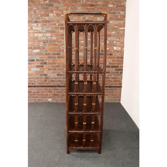 Vintage French Stained Bamboo and Rattan Six Tier Open Etagere / Bookshelf For Sale - Image 4 of 18