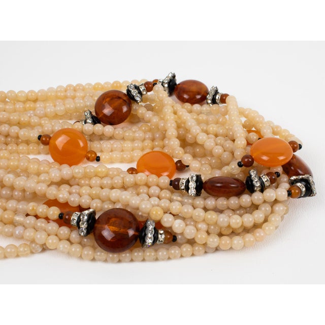 Angela Caputi Choker Necklace Latte and Amber Multi-Strand For Sale In Atlanta - Image 6 of 8