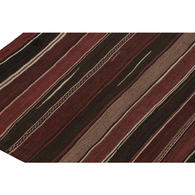 1950s 1950s Vintage Afghan Tribal Kilim With Red Black & White Stripes by Rug & Kilim - 5'10''x5'3'' For Sale - Image 5 of 7