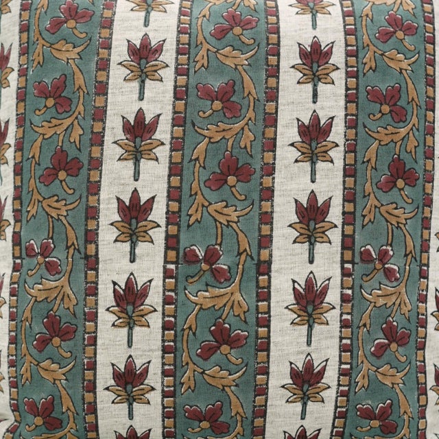 Textile Fabdivine Handmade Block Print Viscose Linen Decorative Throw Pillow Covers 26x26inches - Laxmi Border Design For Sale - Image 7 of 9