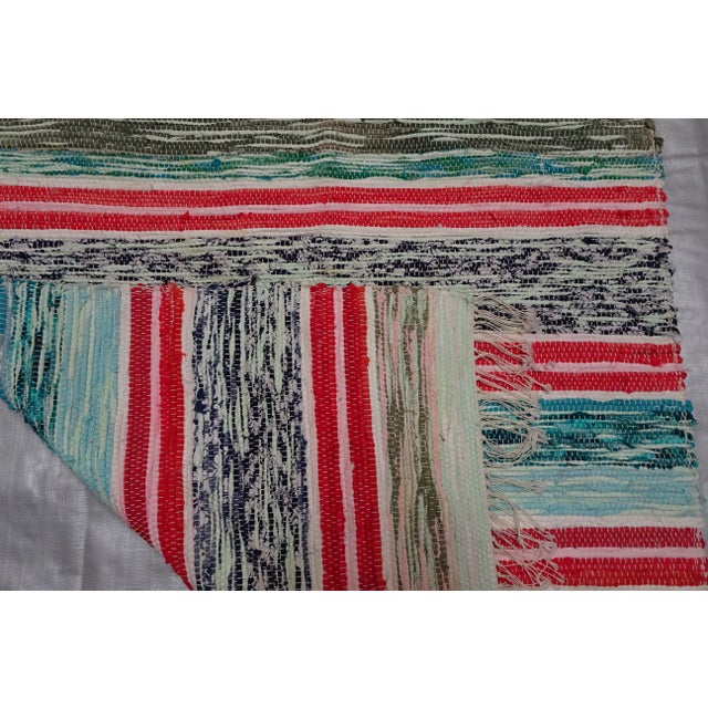 Rustic Rag Rug Swedish Mid Century For Sale - Image 3 of 6