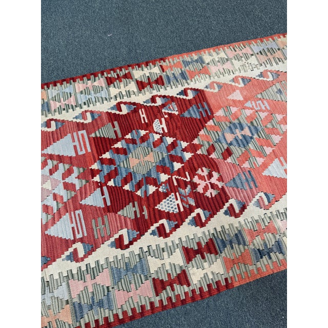 3ft × 10ft 3in Hand Woven Flat-Weave Kilim Runner, Vintage For Sale - Image 10 of 12