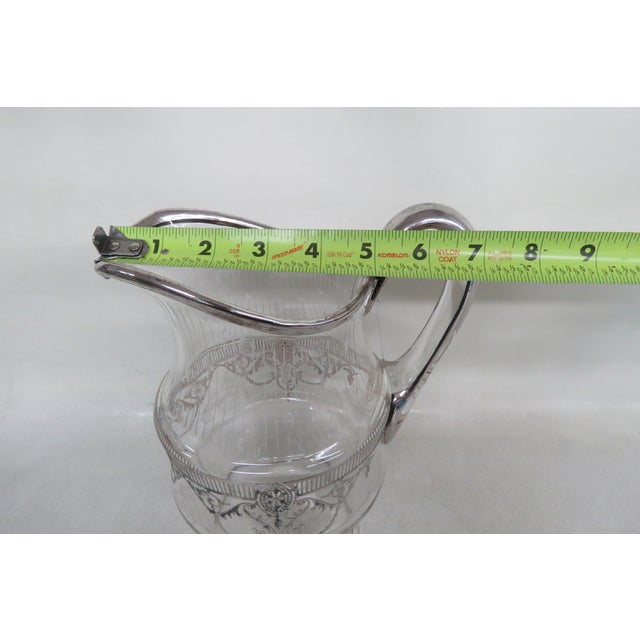 Early 20th Century Etched Glass Silver Overlay Large Pitcher 4209b For Sale - Image 5 of 12