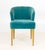 Brabbu Teal Blue Velvet Upholstered Side Chair, gold-tone plaque label to underside. 30.75" H x 22" W x 23.75" D; seat:...