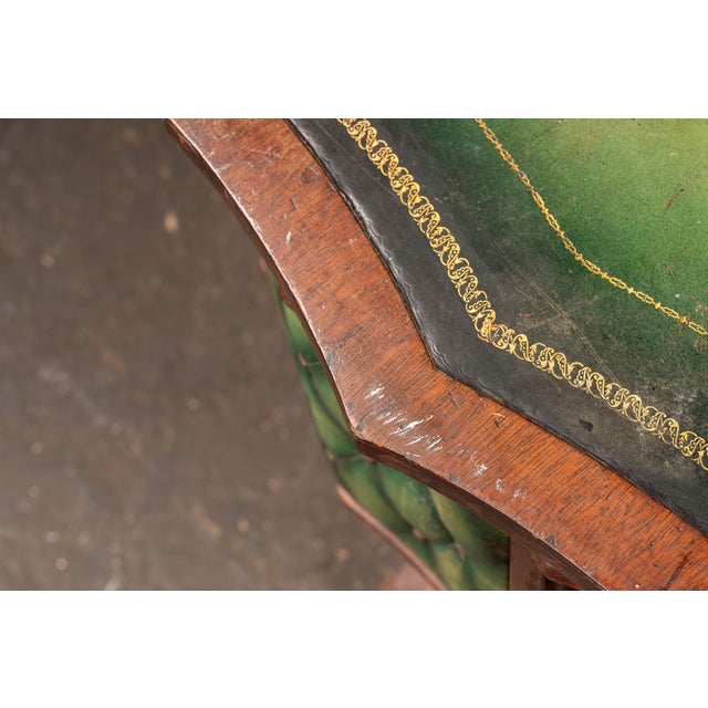 Late 19th Century Victorian Revolving Séance Table With Green Leather Top and Tufted Base For Sale - Image 11 of 14