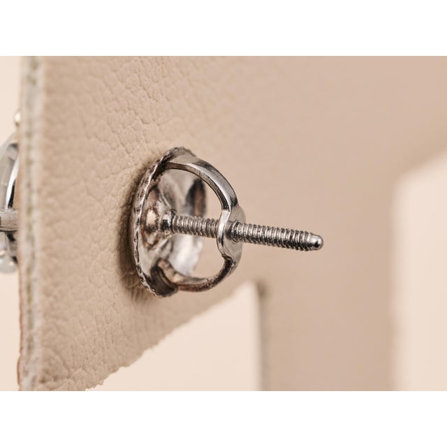 Silver The Virgil Village: 1.96 Carat Total Weight Diamond Stud Earrings in Platinum Martini Settings, 2 Pieces For Sale - Image 8 of 10