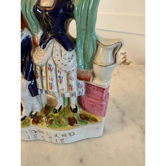 Antique Victorian Staffordshire Pottery Highland Jessie Flatback Figure, 1900s For Sale - Image 3 of 13