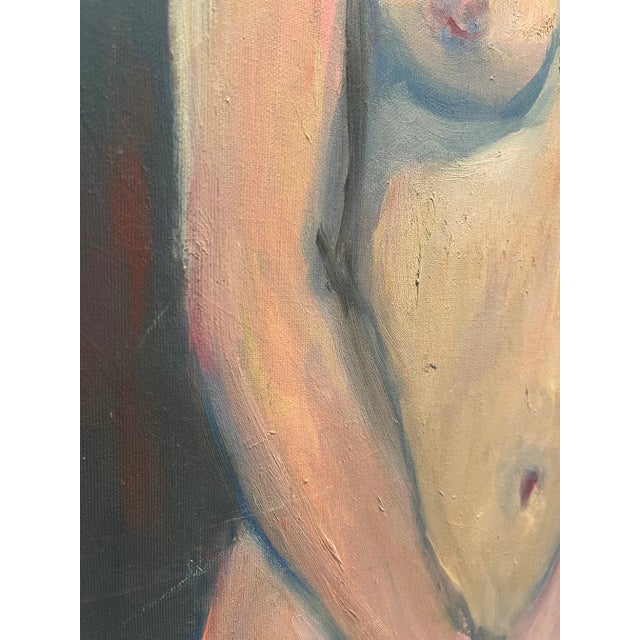 Figurative Vintage Oil Painting – Female Nude Portrait For Sale - Image 3 of 4