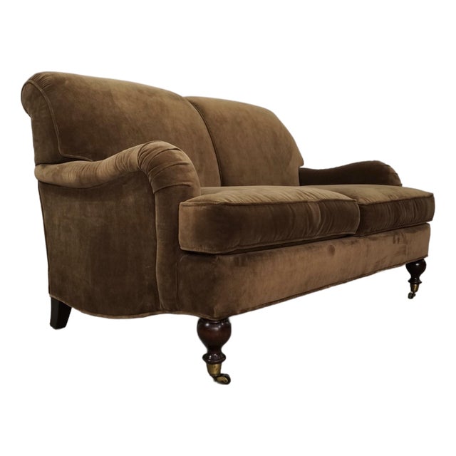 Hollywood Regency George Smith Style English Roll-Arm Loveseat For Sale