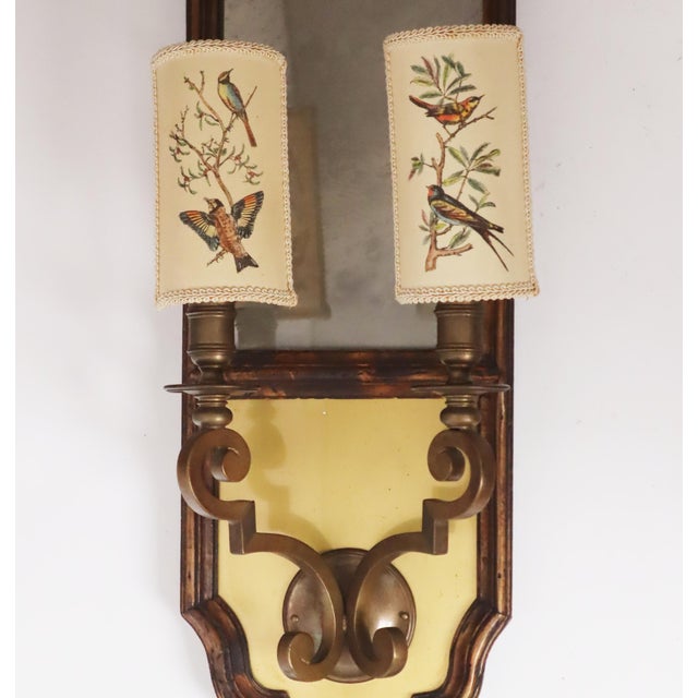 Italian Wall Lamp with Mirror Glass and Bird Lampshades, 1960 For Sale - Image 14 of 18