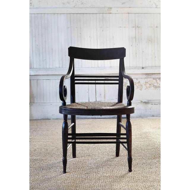 Fancy Armchair Antique With Rush Seat For Sale - Image 4 of 10