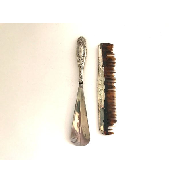 Metal Antique Art Nouveau Sterling Silver Dresser Set - 7 Pieces For Sale - Image 7 of 13