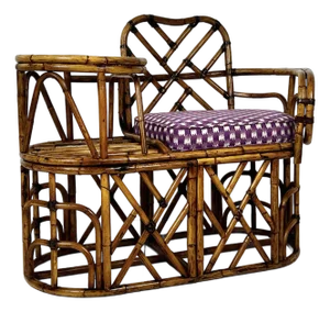 Vintage Rattan Telephone Gossip Bench