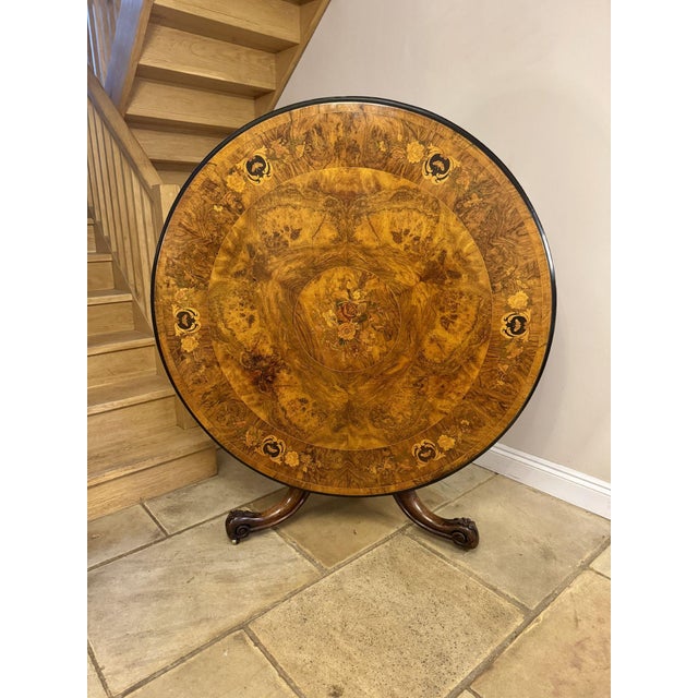 Antique Victorian Marquetry Inlaid Centre Table, 1860 For Sale - Image 3 of 11