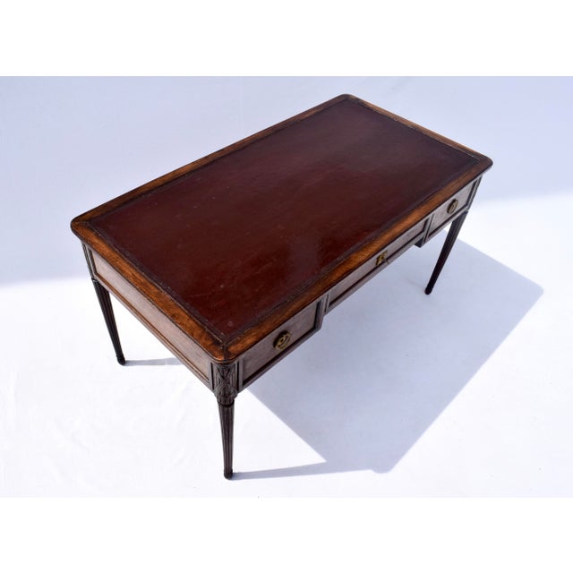 Cassard Romano Co. Louis XVI Style Leather Writing Desk by Cassard Et Cie, Paris, 1920s For Sale - Image 4 of 13