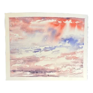 Original Watercolor Painting “Red Sky at Night”